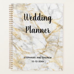 Planificador de Boda Personalizado de Mármol Dorad