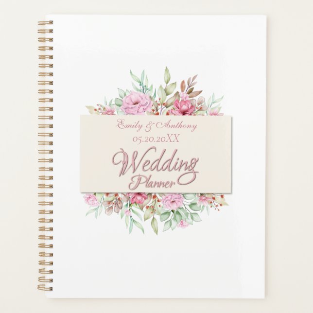 Planificador de boda personalizado, floral románti (Anverso)