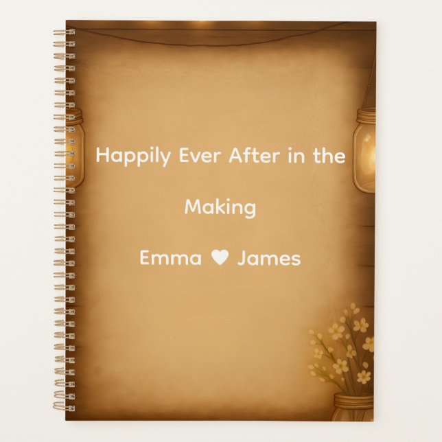 Planificador de boda rustico Mason Jar y String Li (Anverso)