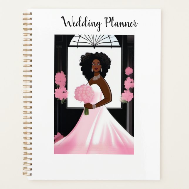 Planificador de bodas con hermosa novia negra (Anverso)