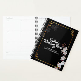 planificador de bodas de flores de cerezo blancas