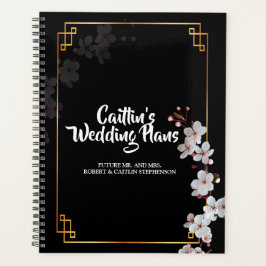 planificador de bodas de flores de cerezo blancas 
