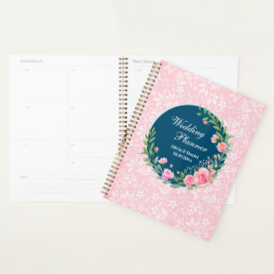 Planificador de Bodas Elegante Flores Rosa Rosado