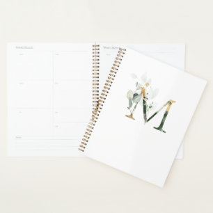 Planificador de bodas Monograma M Elegante Verdor