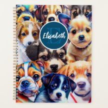 Planificador de cachorros con monograma adorable
