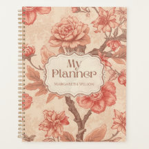 Planificador de calendario floral naranja Cuaderno