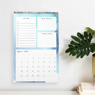 Planificador de calendario mensual de color de agu