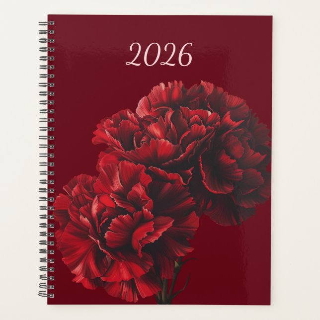 Planificador de Claveles Rojos 2026 (Anverso)