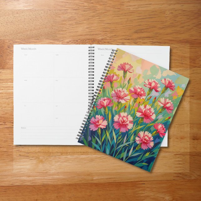 Planificador de Claveles Rosas (Planner with pink carnations)