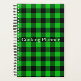 Planificador de cocina con diseño de cuadros verde