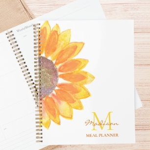 Planificador de comidas con monograma de girasol