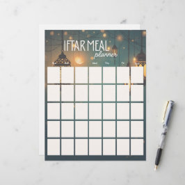 Planificador de comidas de Iftar en hoja de papel