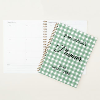 Planificador de Cuaderno Espiral Verde a Cuadros p