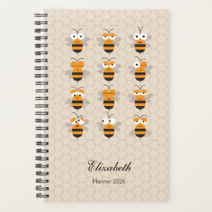 Planificador de dibujos animados divertido de abej