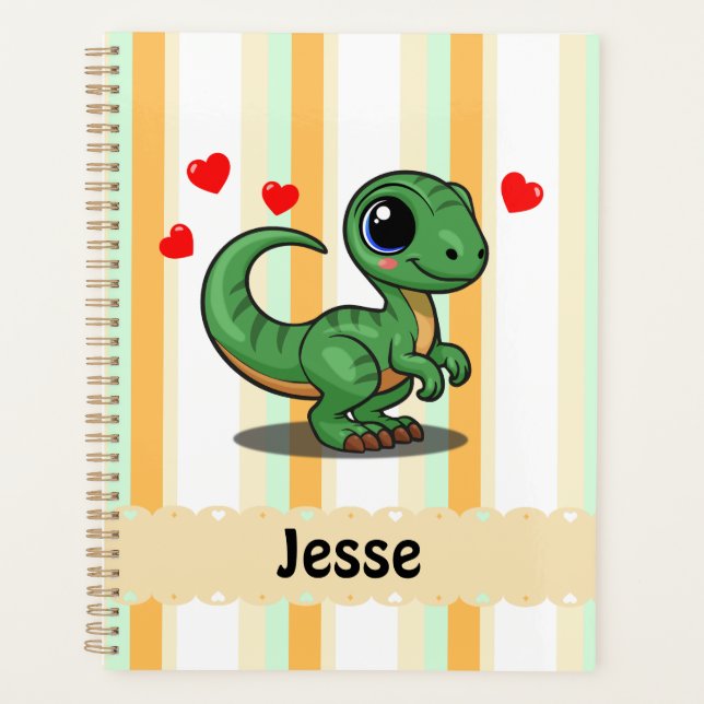 Planificador de dinosaurio Velociraptor personaliz (Anverso)