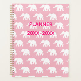 Planificador de elefante rosa y blanco