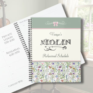 Planificador de Ensayo de Violín Floral Rosa   Ver