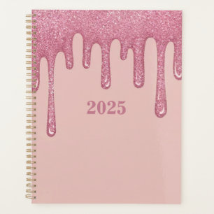 Planificador de espiral de Purpurinas rosados 2025