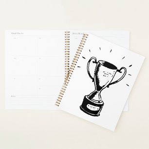 Planificador De Espiral De Trofeo Blanco Y Negro