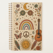 planificador de estilo boho hippie vintage retro