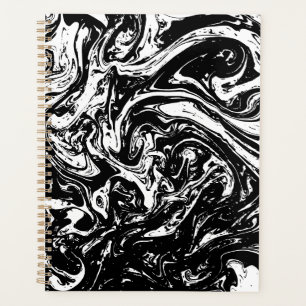 Planificador de estilo de mármol blanco y negro