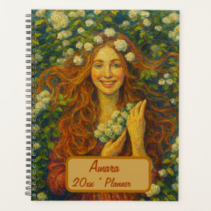 Planificador de floral de nombre personalizado