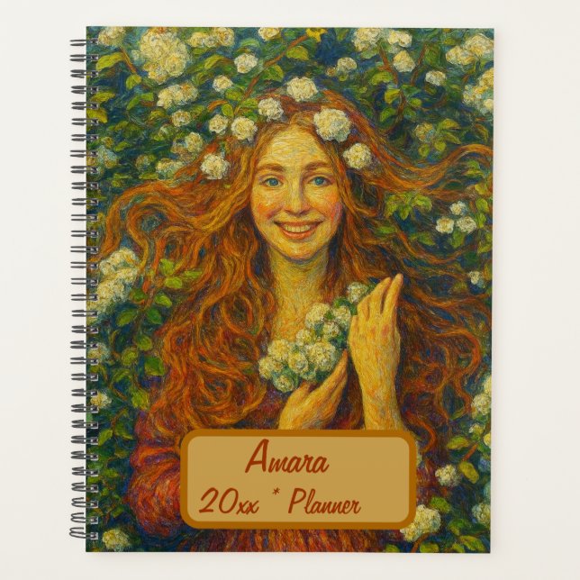 Planificador de floral de nombre personalizado (Anverso)