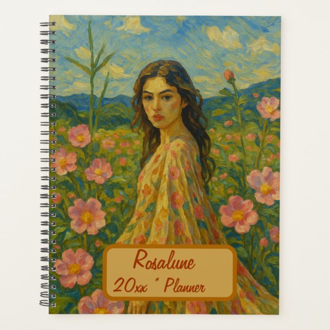 Planificador de floral de nombre personalizado (Anverso)