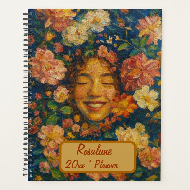 Planificador de floral de nombre personalizado (Anverso)