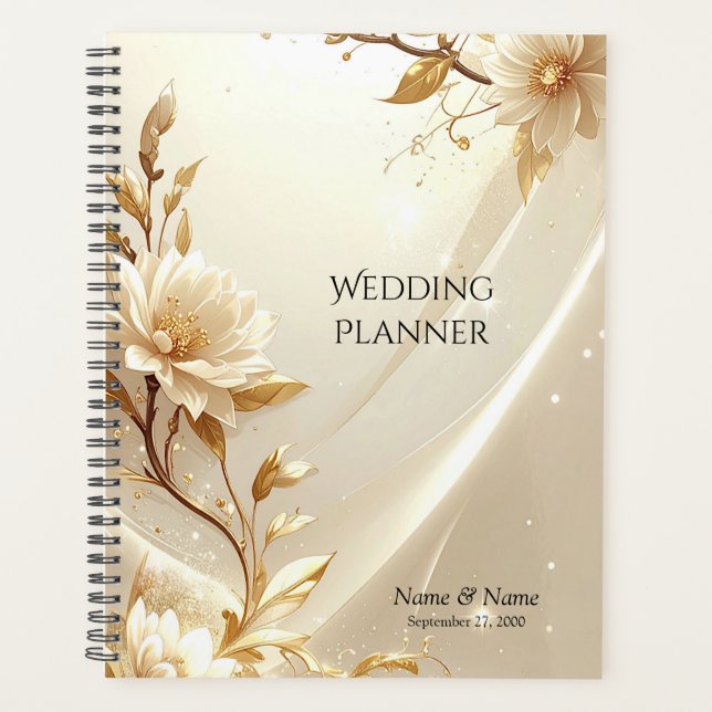 Planificador de Flores Blancas y Doradas (Anverso)
