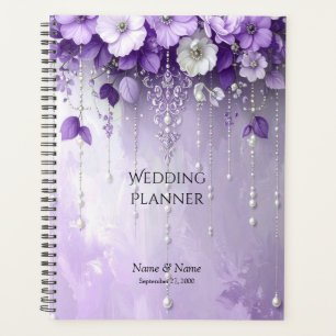 Planificador de Flores Purpúreas con Perlas Colgan