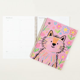 Planificador de Gato Garabato Rosa