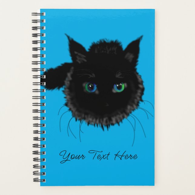 Planificador de gato negro - Su nombre de texto /  (Anverso)