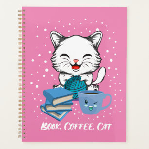 Planificador de gato para el café del libro