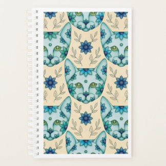 PLANIFICADOR de GATOS AZULES con FLORES