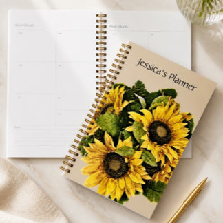 Planificador de girasoles 5.5" x 8.5" - Personaliz