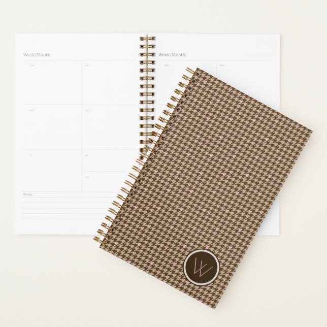 Planificador de Houndstooth con Acento de Oro Rosa (Demostración)
