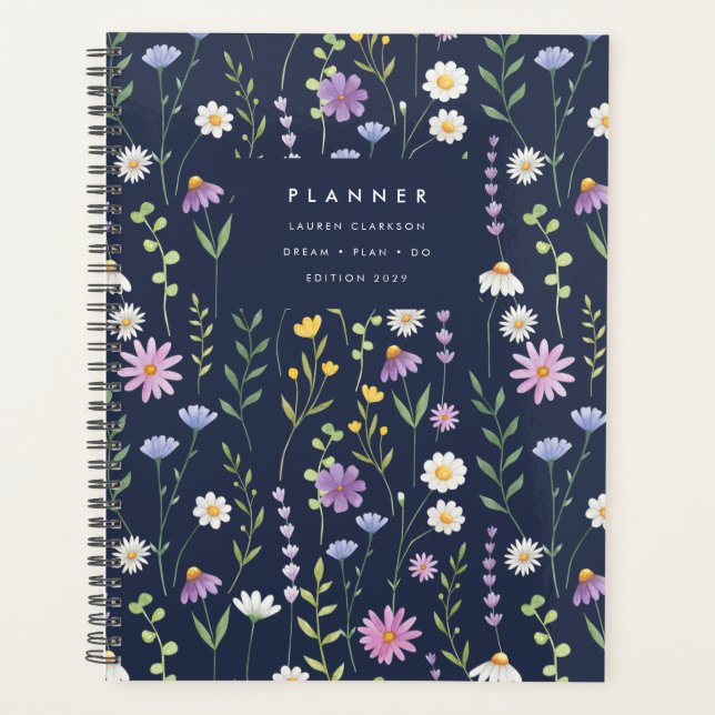 Planificador de Jardín Botánico Floral Oscuro (Anverso)
