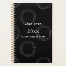 planificador de libros de citas en blanco y negro 