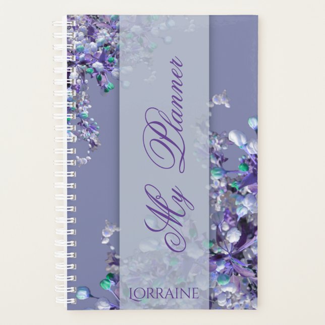 Planificador de Lilas de Primavera Azul Lavanda (Anverso)