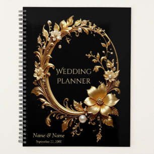 Planificador de Marco Adornado Floral Dorado