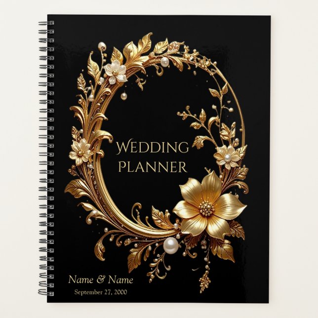 Planificador de Marco Adornado Floral Dorado (Anverso)