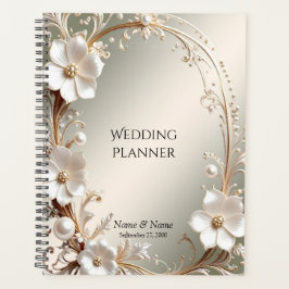 Planificador de Marco Floral Blanco Ornamentado