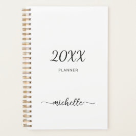 Planificador de Monograma Blanco Simple minimalist