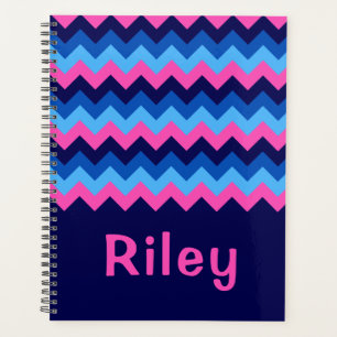 Planificador de monograma de chevron azul Guay Blu