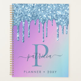Planificador de monograma elegante con gotas de br
