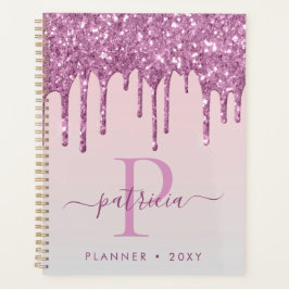 Planificador de monograma elegante con gotas de br