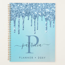 Planificador de monograma elegante con gotas de br