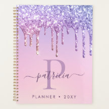 Planificador de monograma elegante con gotas de pu