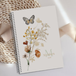 Planificador de monograma floral botánico vintage